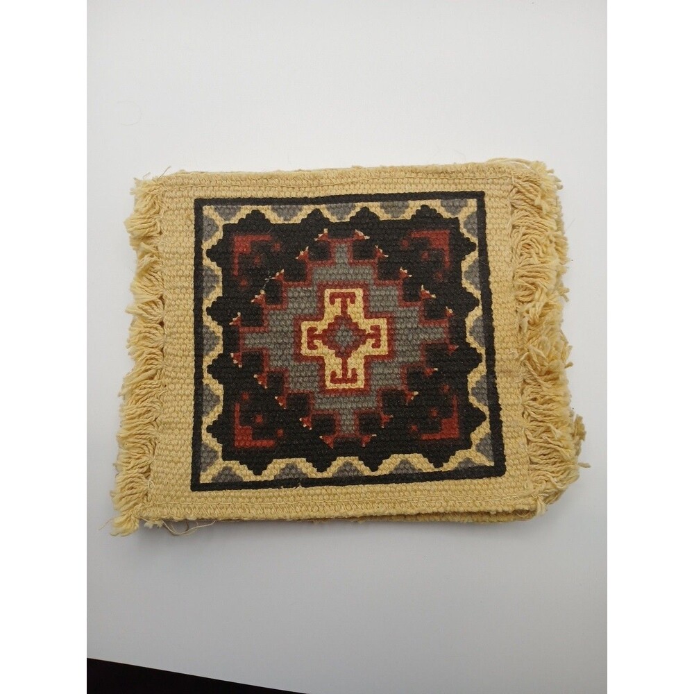 Set of 5 Southwest El Paso Saddle Blanket Co. Woven Cotton Mats Large Coasters - Picture 2 of 6